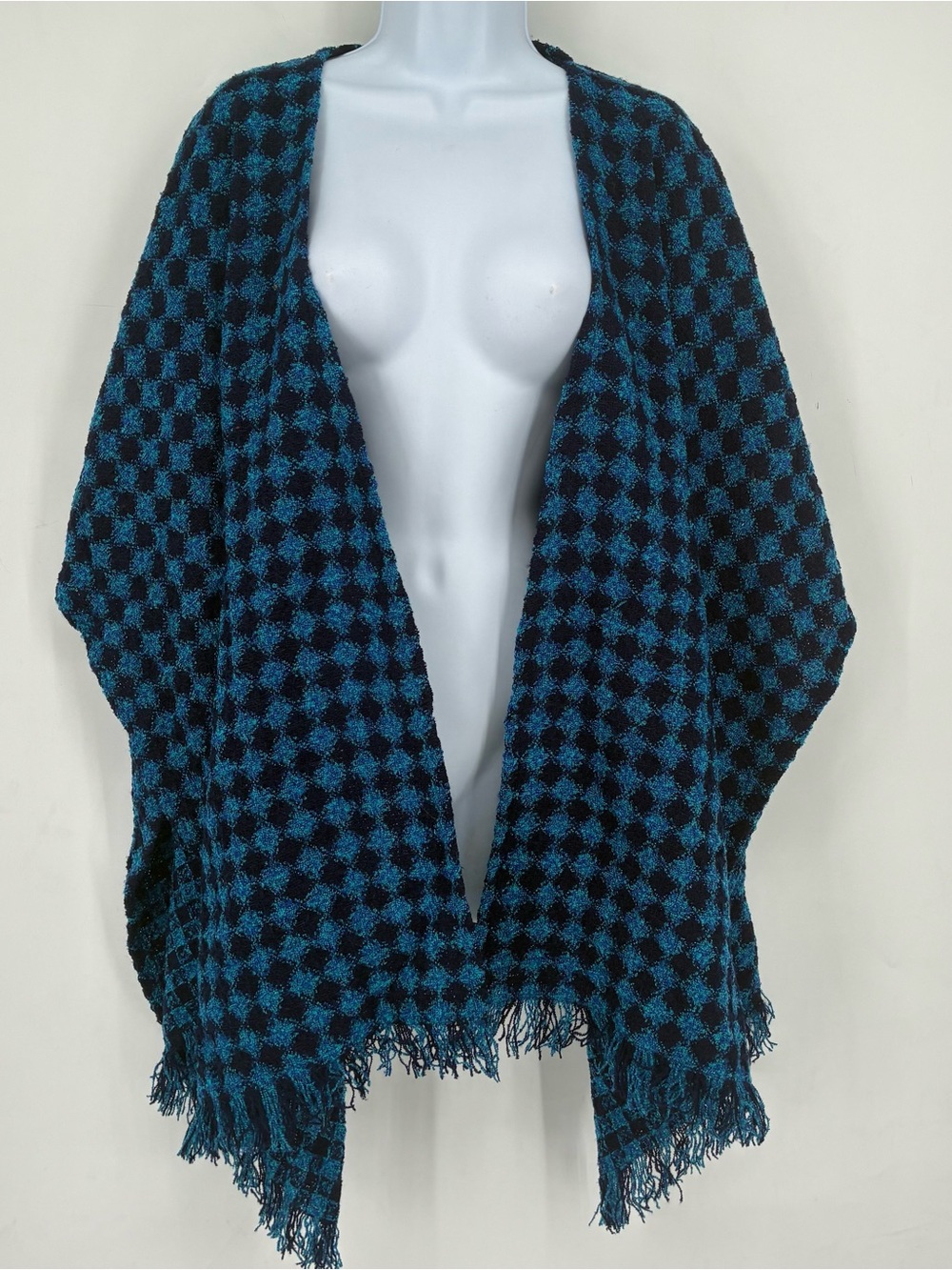 Boyne Valley Weavers Vintage HandMade Ireland Cozy Wrap Cape Blue